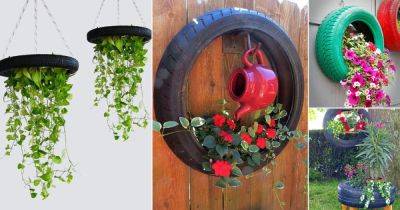 Make Hanging Tire Planter | 18 DIY Hanging Tire Planter Ideas - balconygardenweb.com