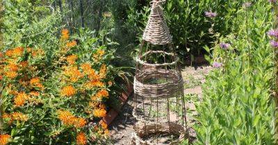 Wicker-style Garden Obelisk From a Tomato Cage! - hometalk.com