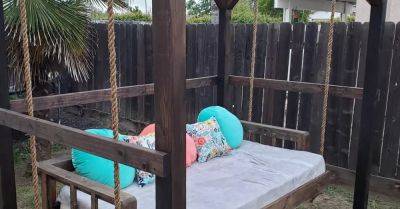 Reuse an Old Mattress for a Hanging Bed in the Back Yard - hometalk.com