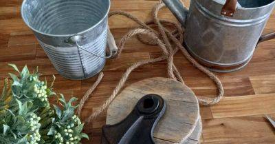 How to Make a Cute Farmhouse Pulley & Hanging Bucket Planter - hometalk.com - state Michigan