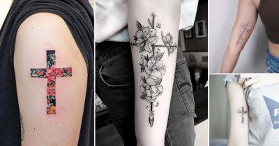 17 Feminine Cross with Flowers Tattoo Ideas - balconygardenweb.com