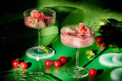 Tomato-Basil Spritz Cocktail and Cherry Tomato-Basil Ice Cubes Recipe - bhg.com